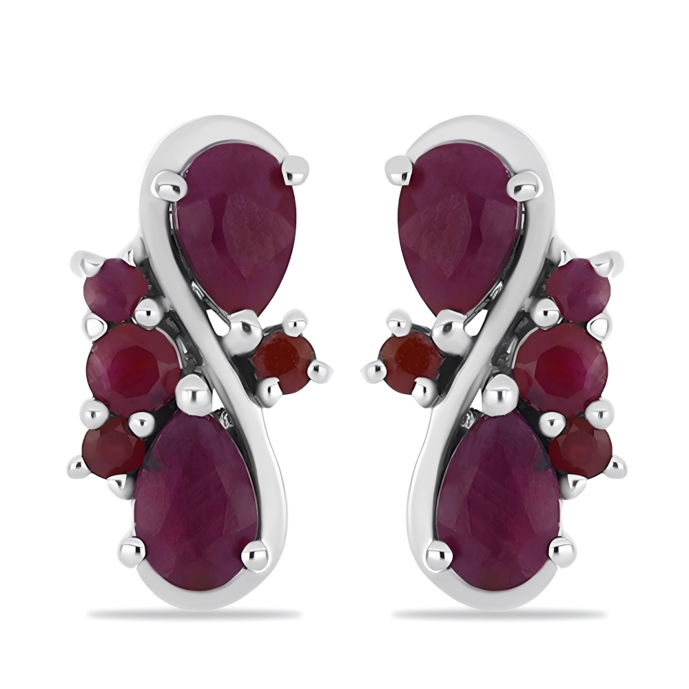 BUY 925 SILVER WITH NATURAL INDIAN RUBY GEMSTONE EARRING